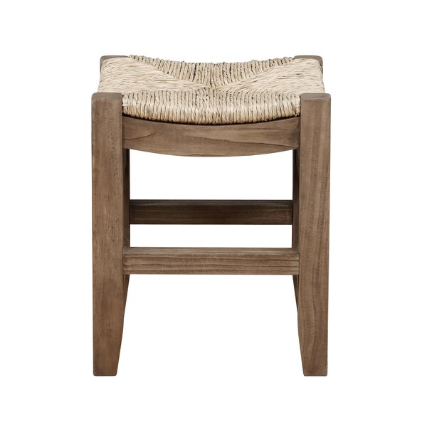 Alaterre Furniture Newport 18"H Wood Stool with Rush Seat ANNP2071 - main